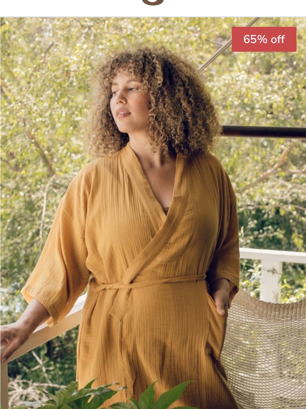 Oddbird Selin luxury cotton Wrap Robe/Dress in Mustard Yellow Large